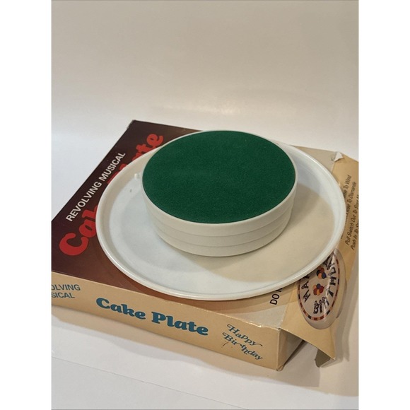 Vintage 1970s Happy Birthday Musical Revolving Cake Plate * 6 3/8" - Picture 6 of 8